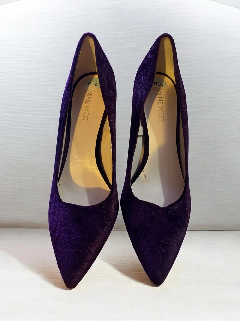 Nine West Velvet Pointed-Toe Pumps in Dark Burgundy